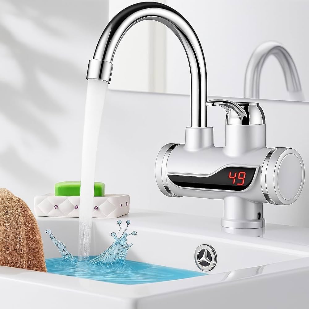 Instant hot water tap over a sink