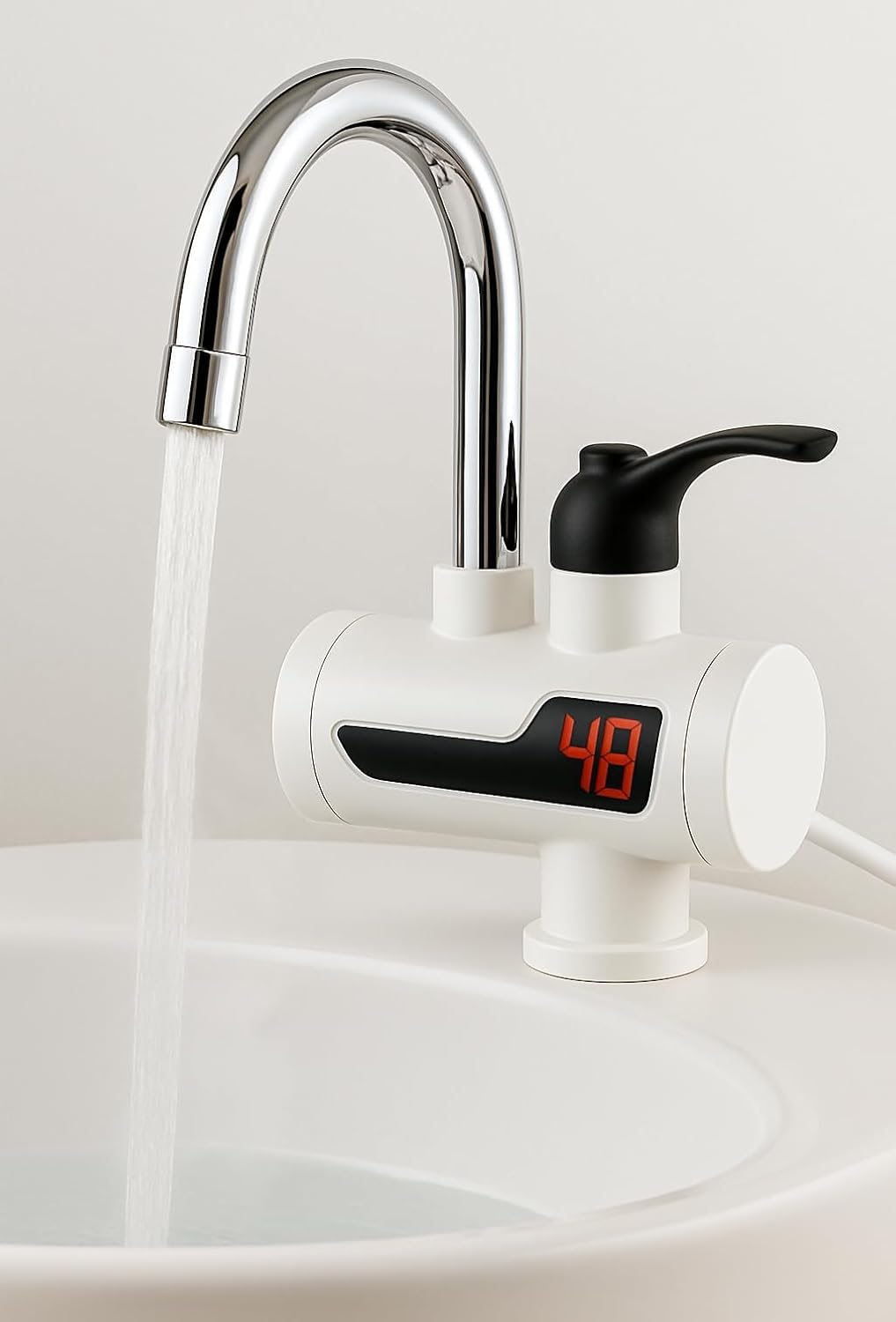 Hot water tap temperature display