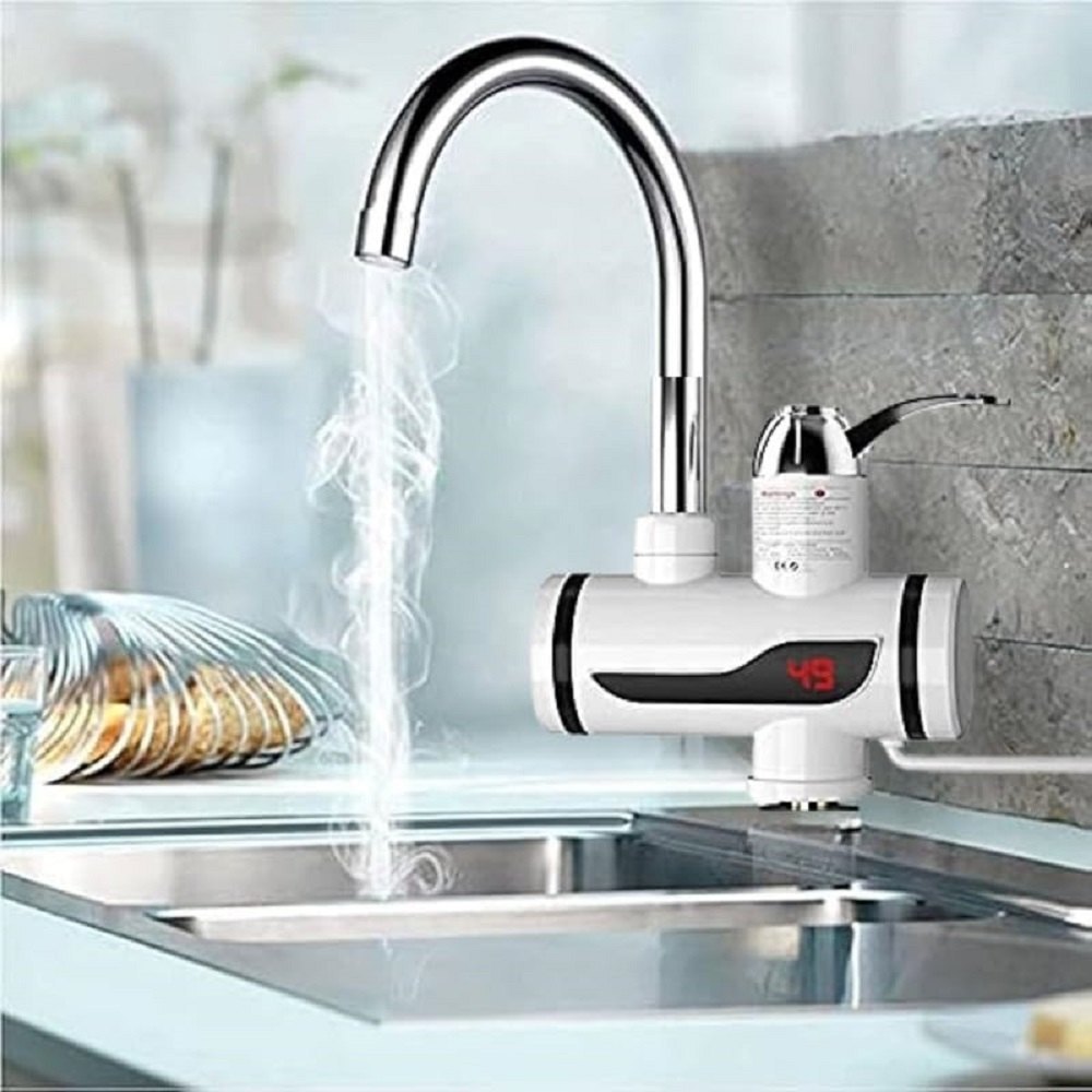 Hot water tap in a kitchen sink