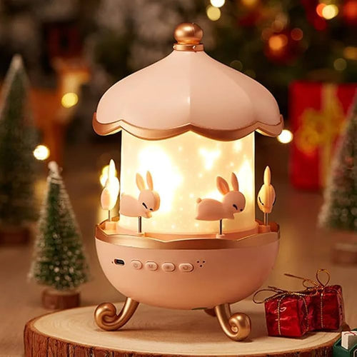 Bunny carousel glowing warm light
