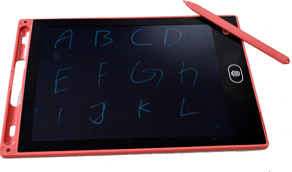 Red LCD writing tablet with ABC letters