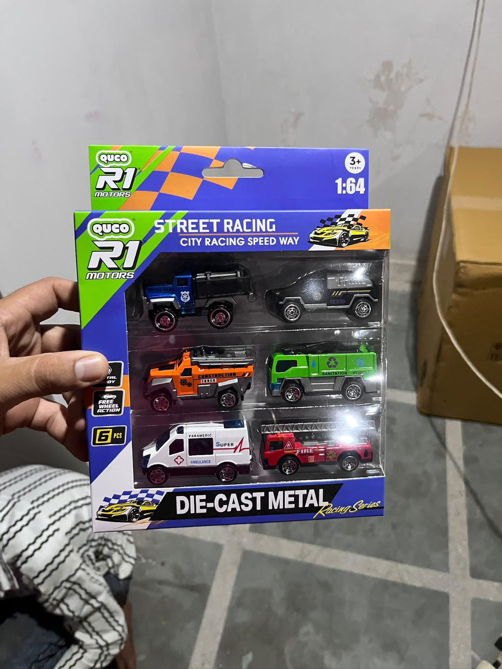 Street racing car set real photo