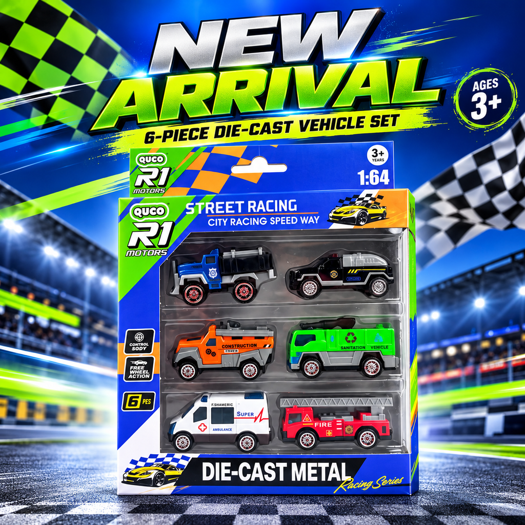 6-piece street racing die-cast car set