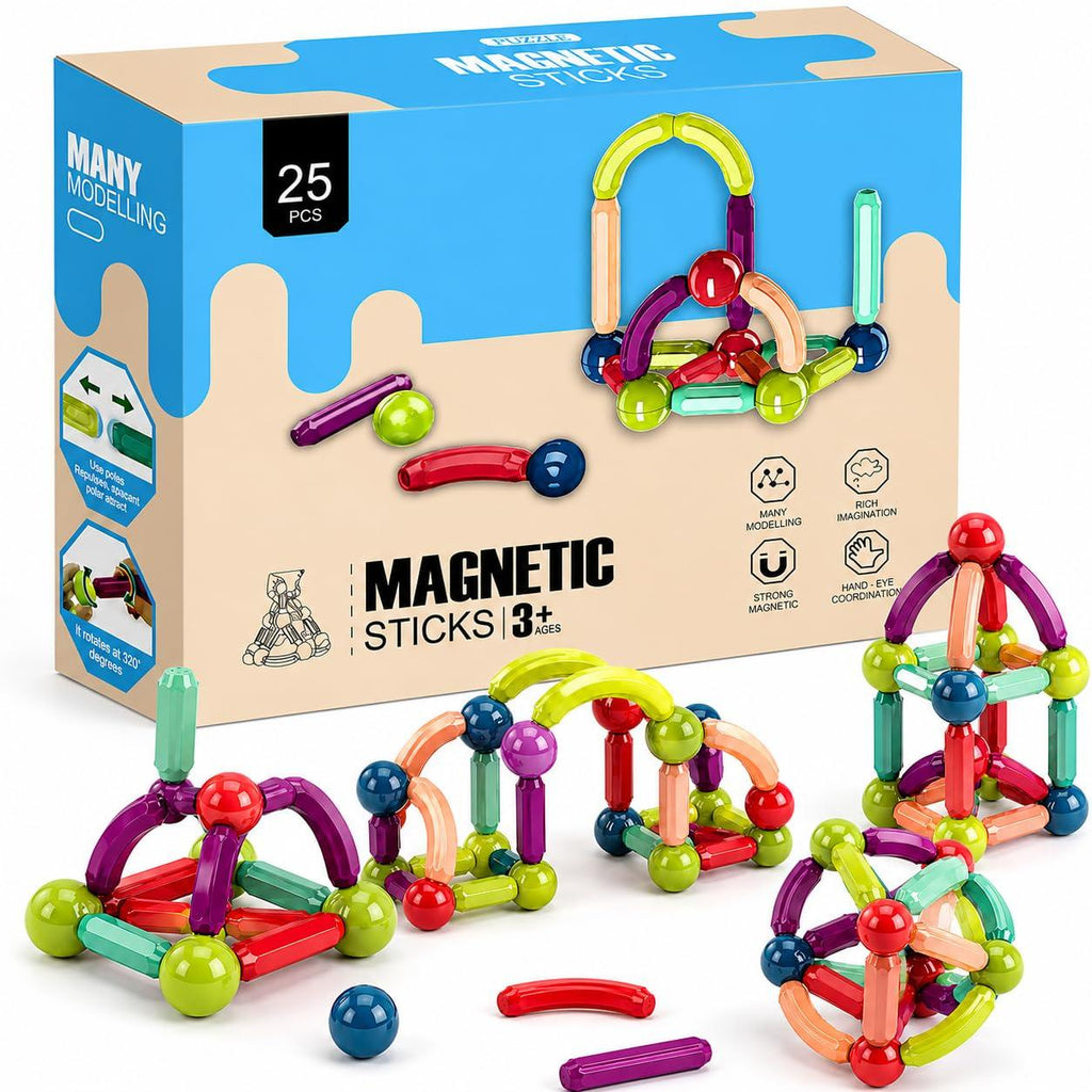 Magnetic sticks building set 25 pieces with box